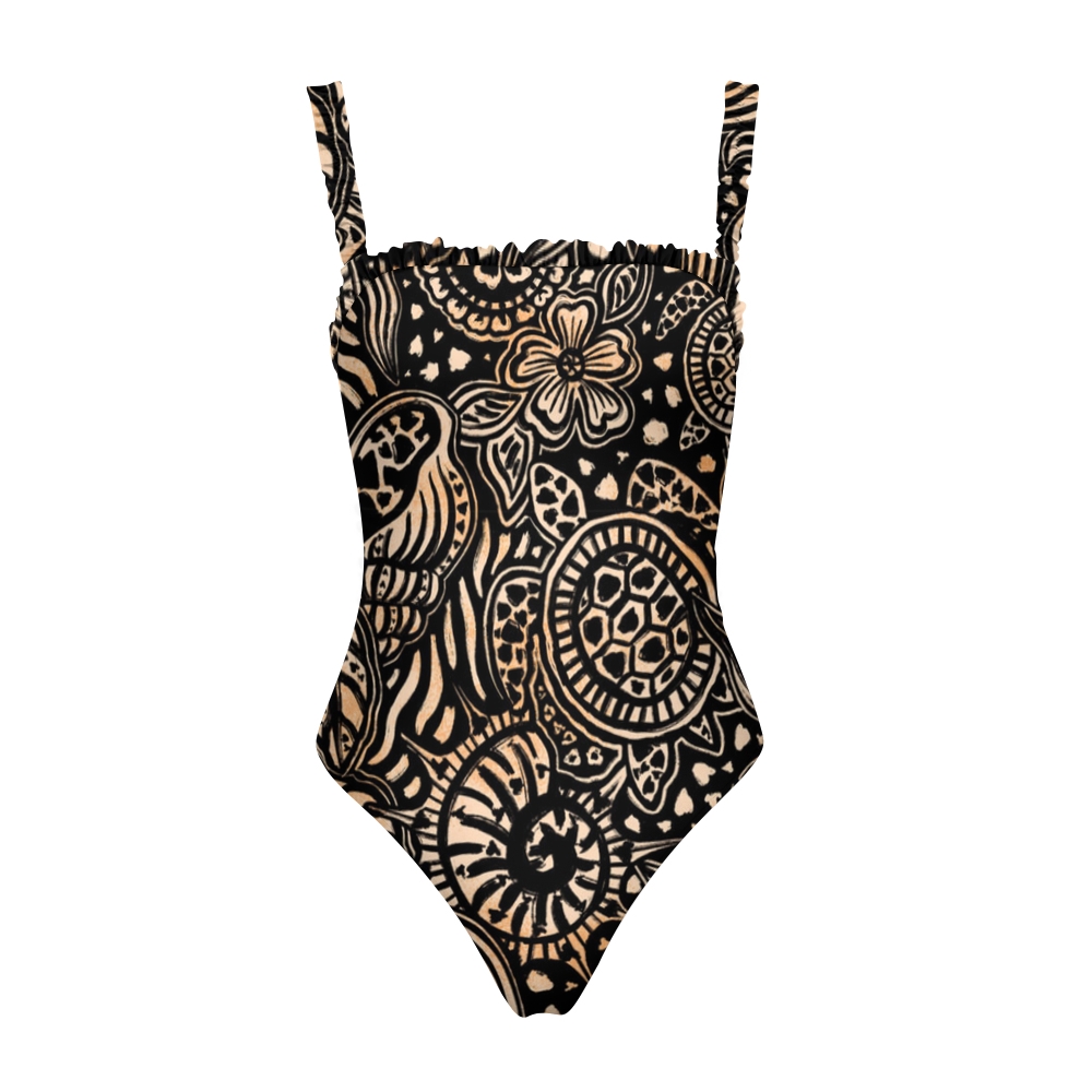 Women's Tribal Turtle Batik Print Swimsuit
