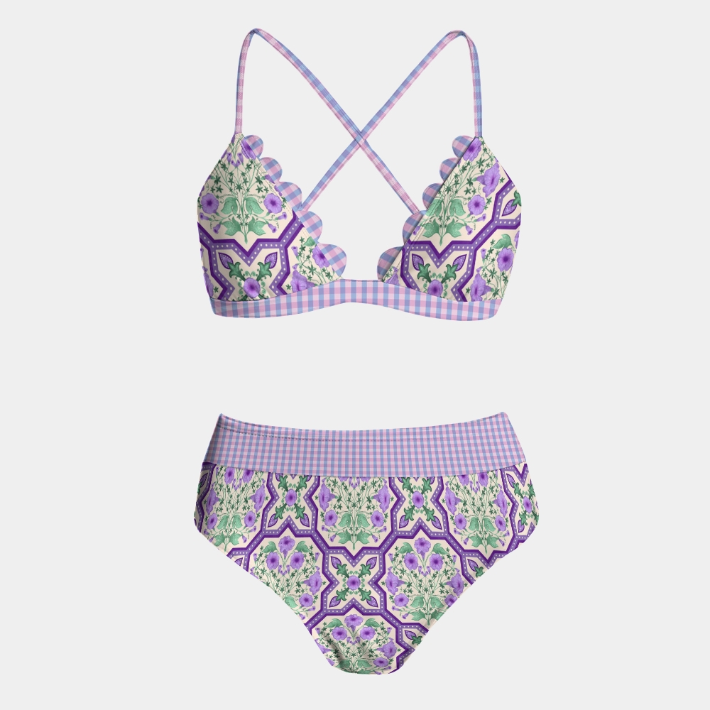 Women's Tile Floral Print Bikini Set