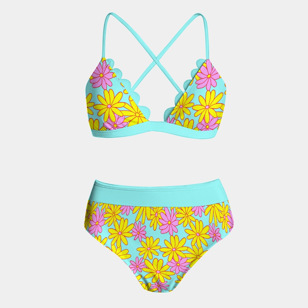 Women's Bright Daisy Print Bikini Set