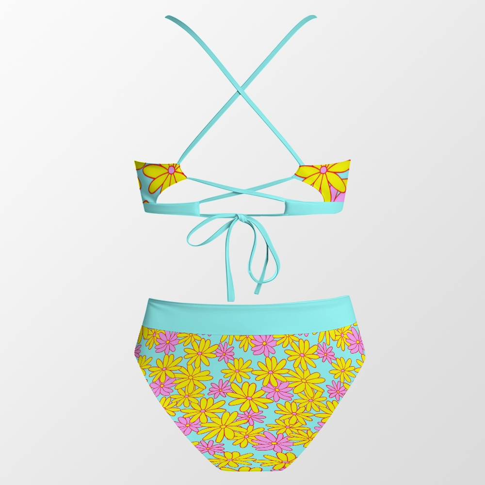 Women's Bright Daisy Print Bikini Set
