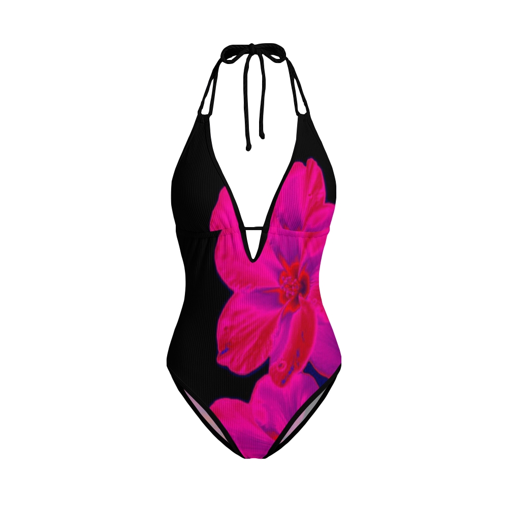 Bold Floral Print Contrast Swimsuit