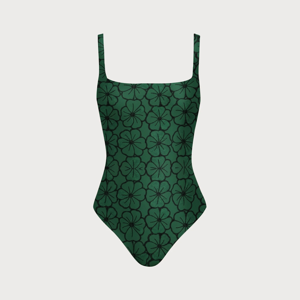 Women's Four-Leaf Clover Swimsuit with Back Mesh Knot