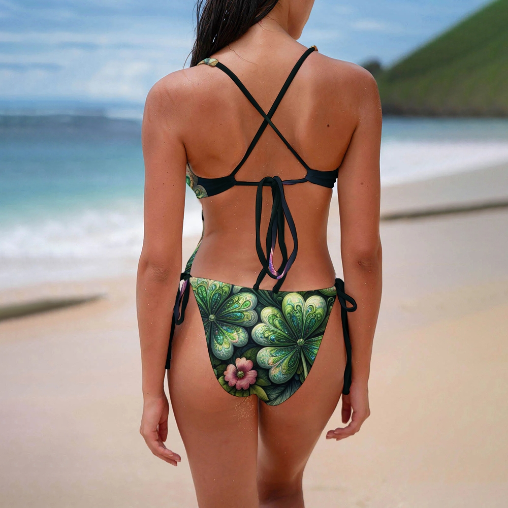 Colorful Rainbow Lucky Clover St Patricks Swimsuit