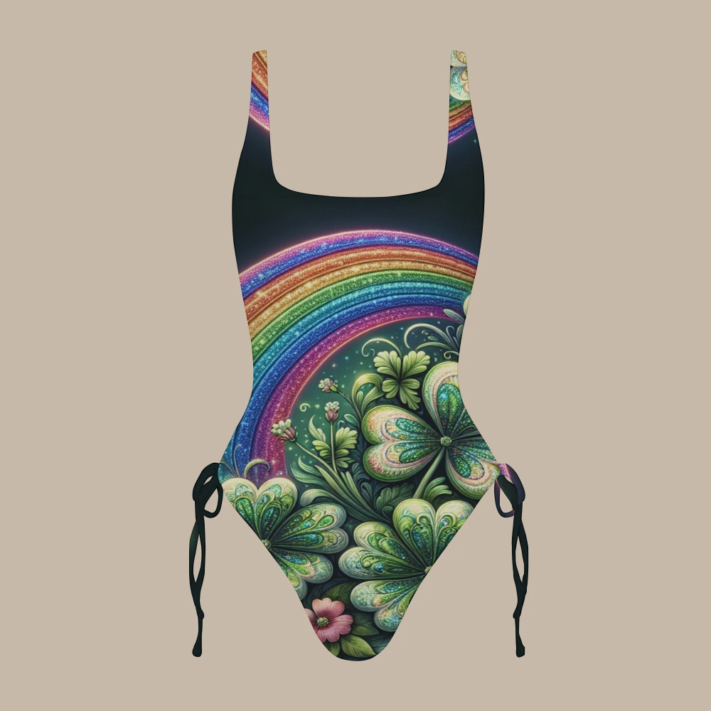 Colorful Rainbow Lucky Clover St Patricks Swimsuit