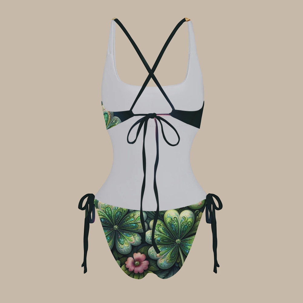 Colorful Rainbow Lucky Clover St Patricks Swimsuit