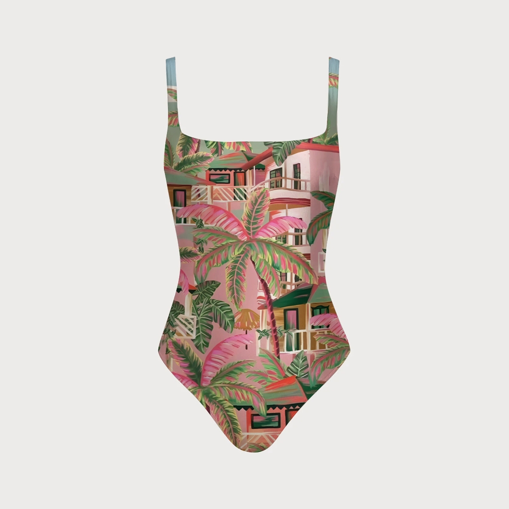 Tropical Island Coconut Grove Back Cross Swimsuit