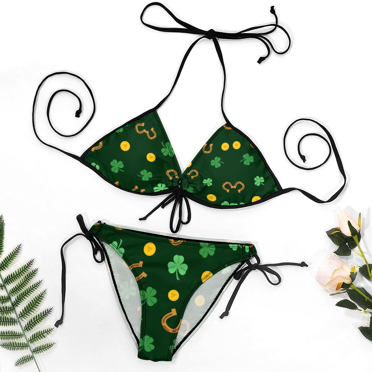 Women's Triangle Bikini Four-Leaf Clover Swimsuit