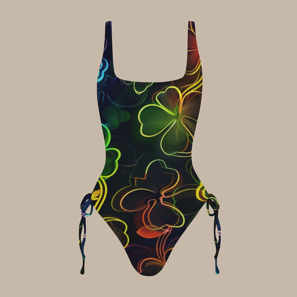 Four-Leaf Clover Print X Cross Swimsuit