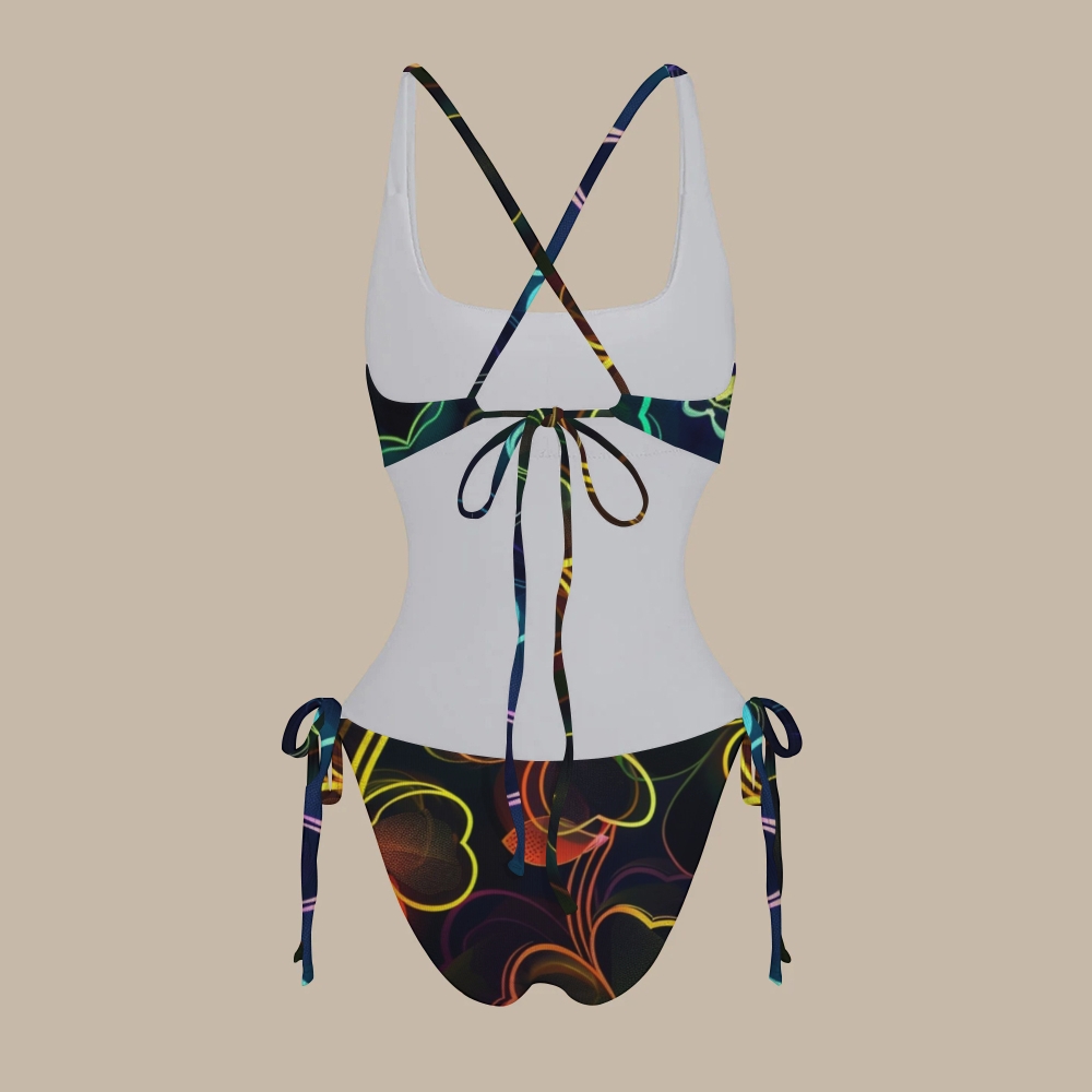 Four-Leaf Clover Print X Cross Swimsuit