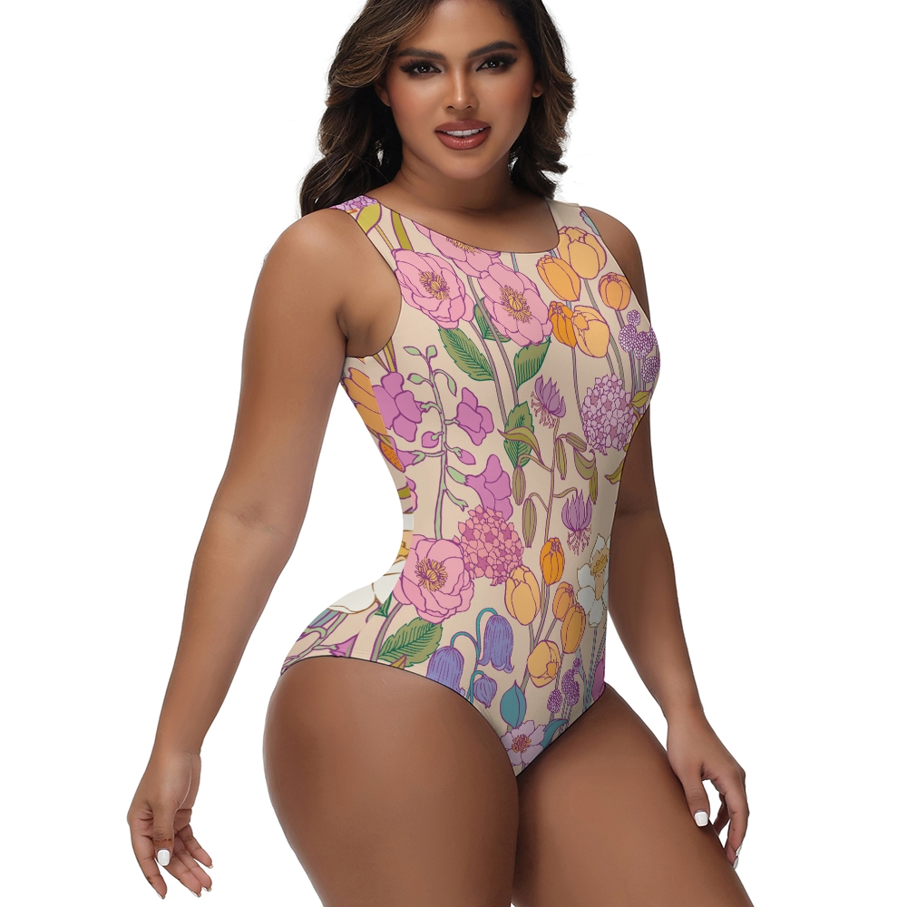 Women Vintage Floral Print Swimsuit