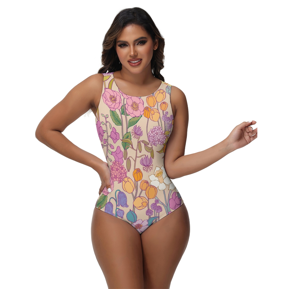 Women Vintage Floral Print Swimsuit