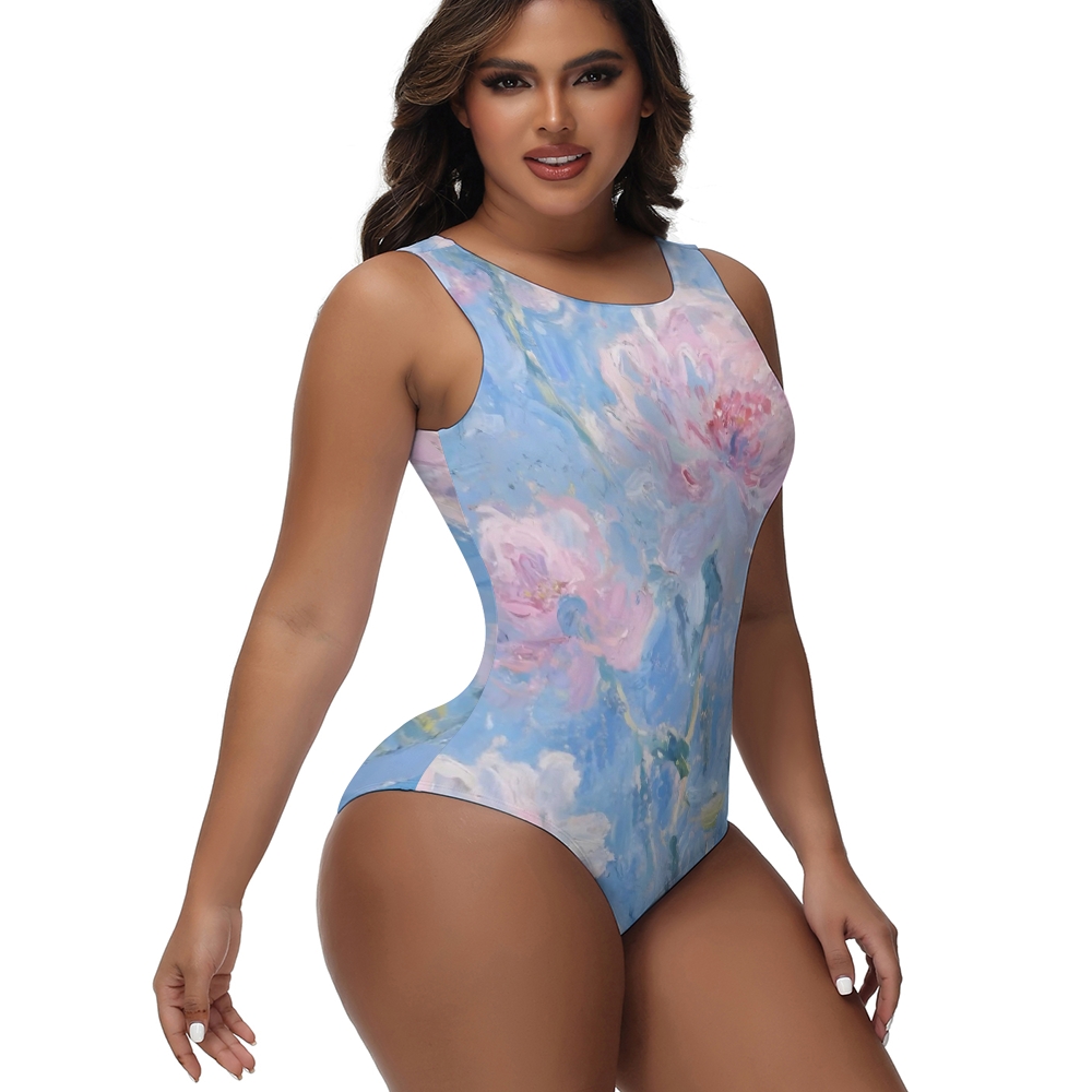 Monet-style Bloom Print One-Piece Swimsuit
