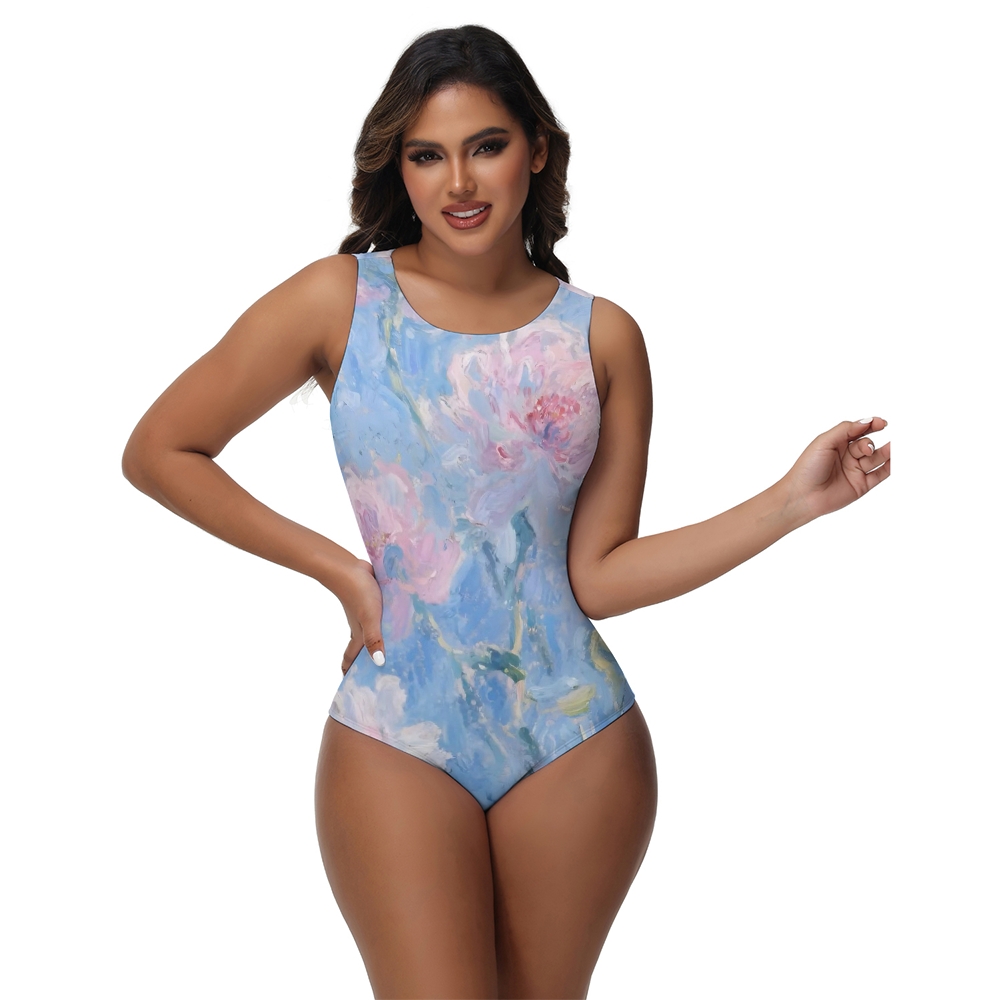 Monet-style Bloom Print One-Piece Swimsuit
