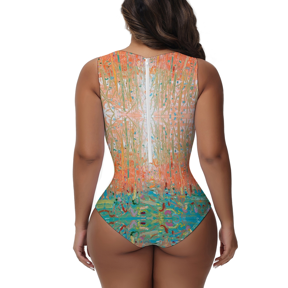 Impressionist Artist Landscape Print Sleeveless Swimsuit