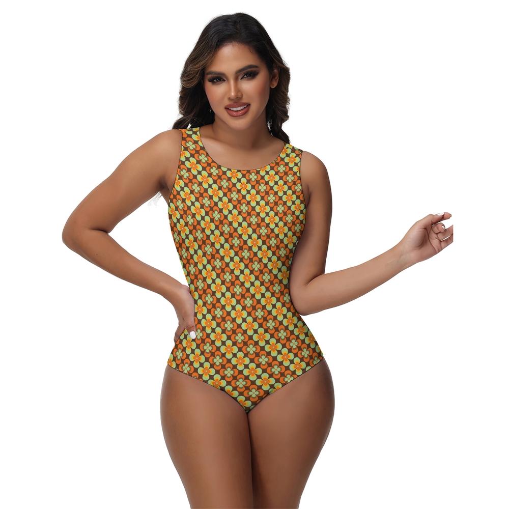 Retro Daisy Print One-Piece Swimsuit
