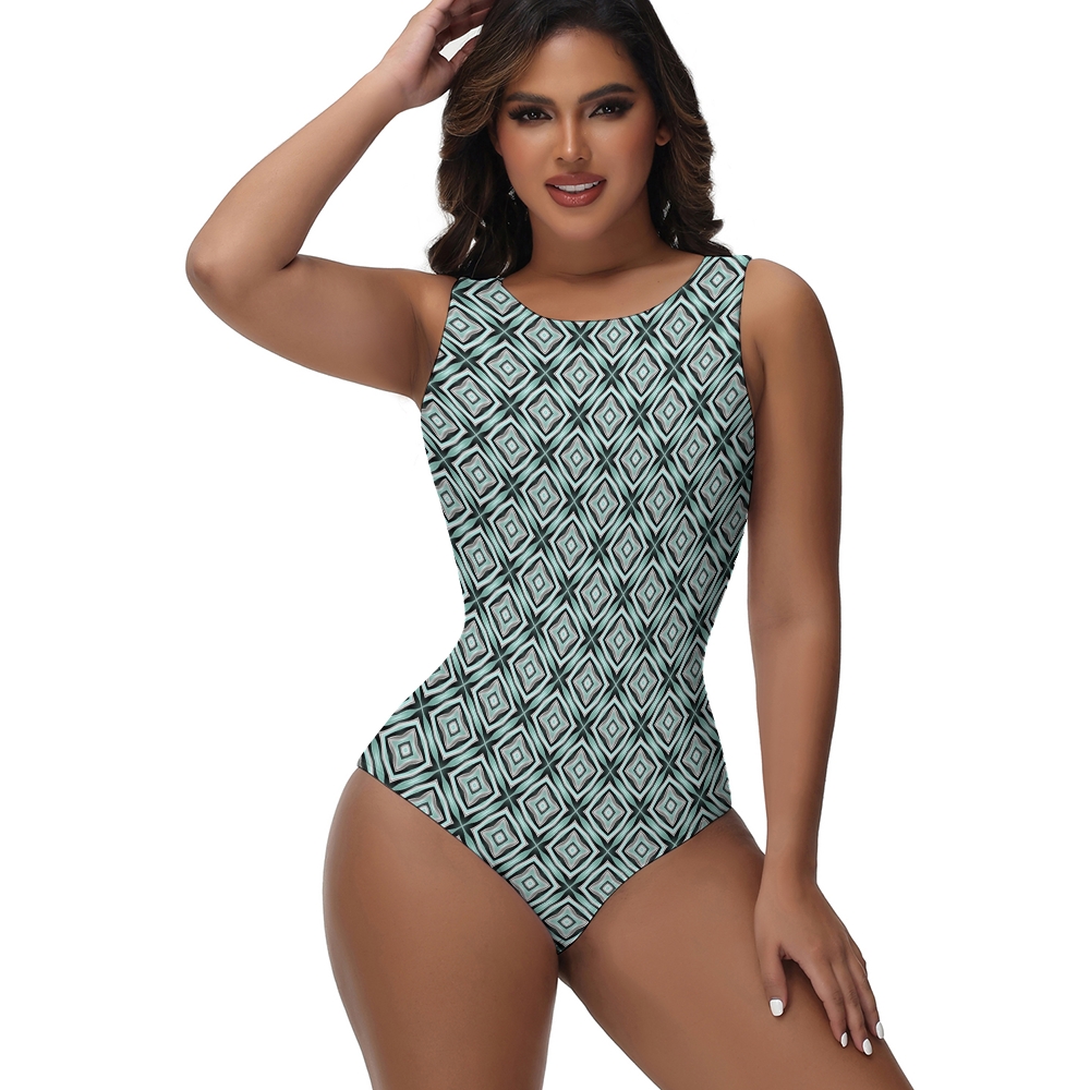 Ethnic Diamond Print One-Piece Swimsuit