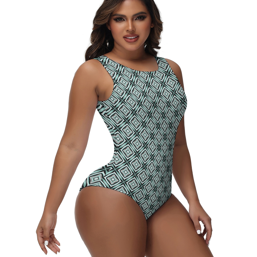 Ethnic Diamond Print One-Piece Swimsuit