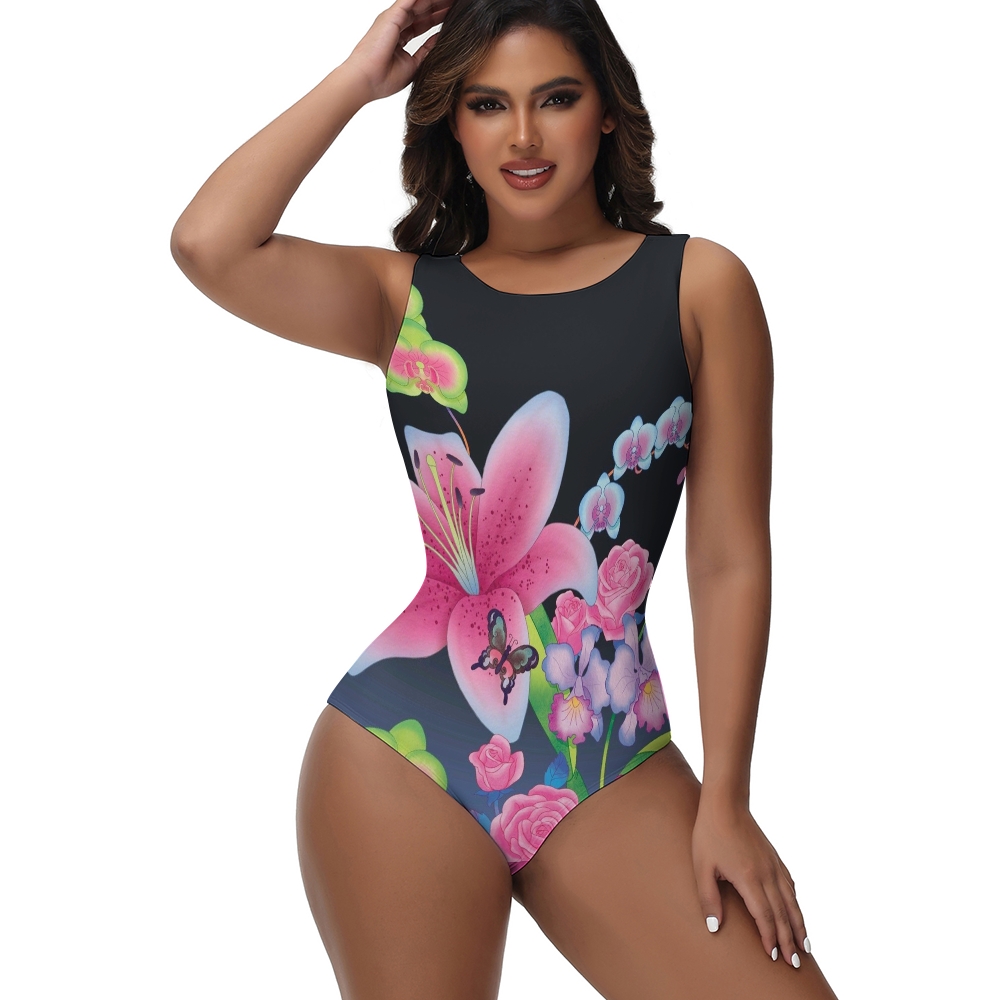 Butterfly Floral Print One-Piece Swimsuit
