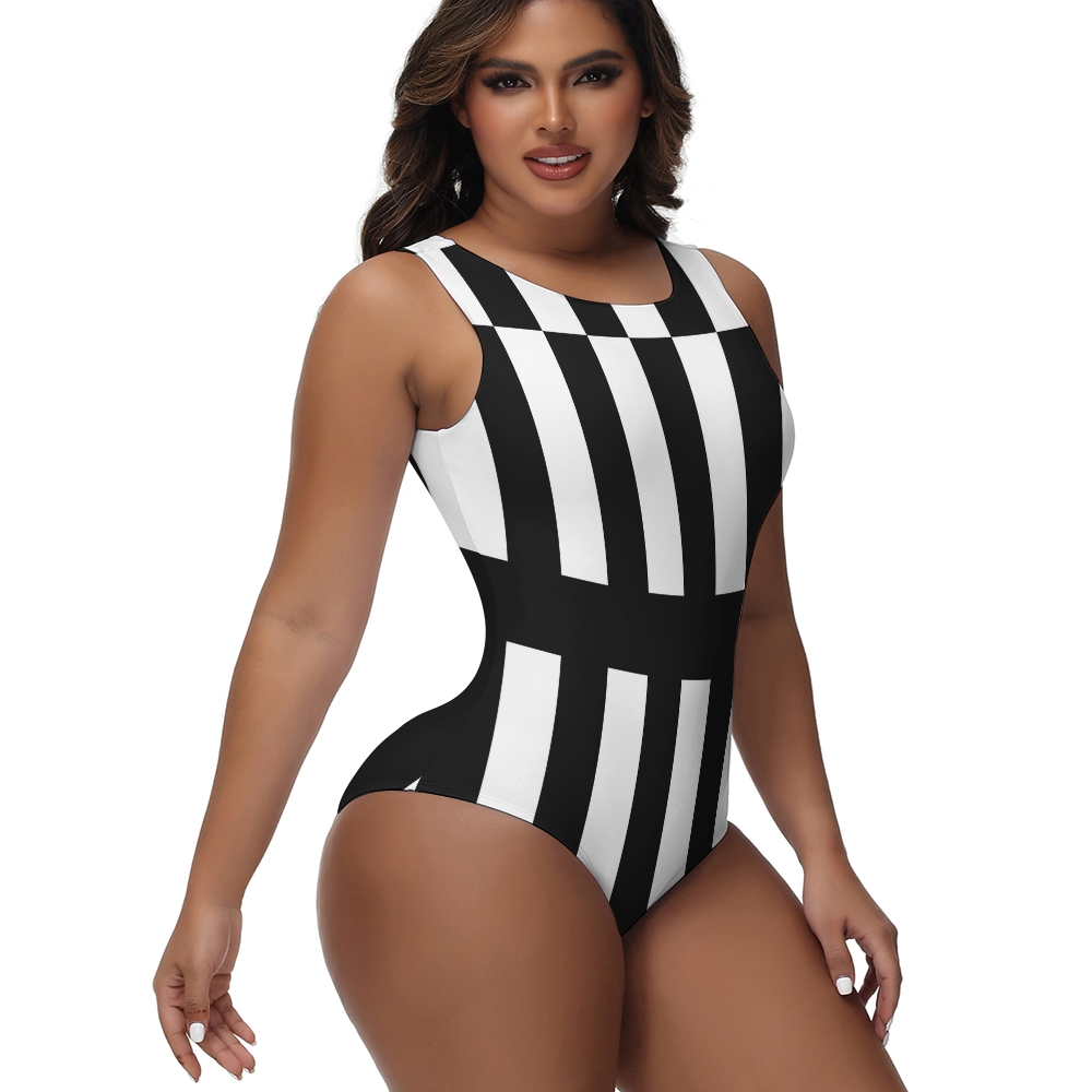 Black & White Block Print One-Piece Swimsuit