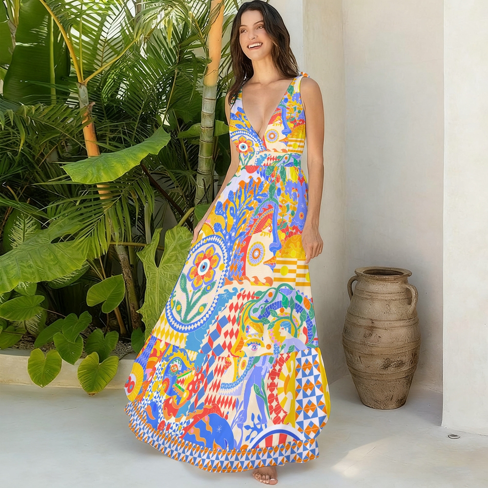 Women's Colorful Patchwork Swimsuit Set