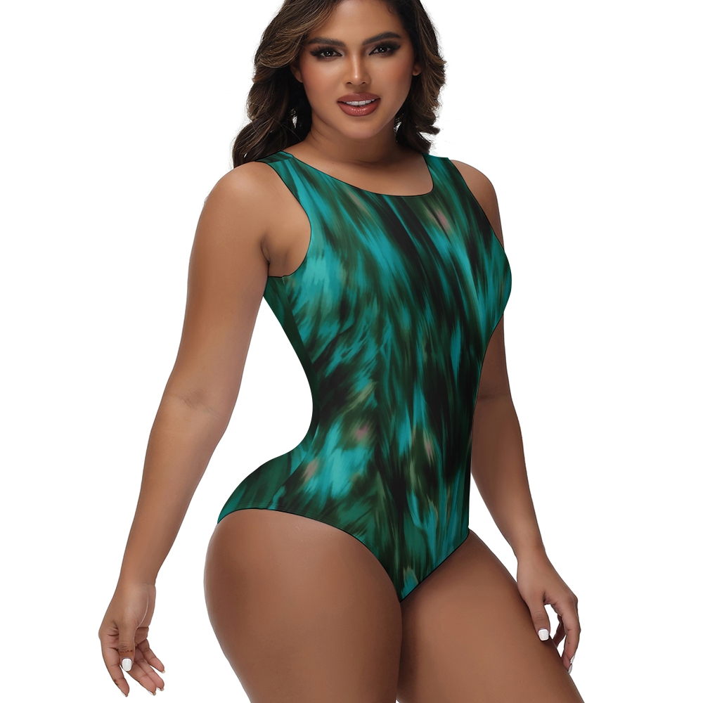 Green Printed One-Piece Swimsuit