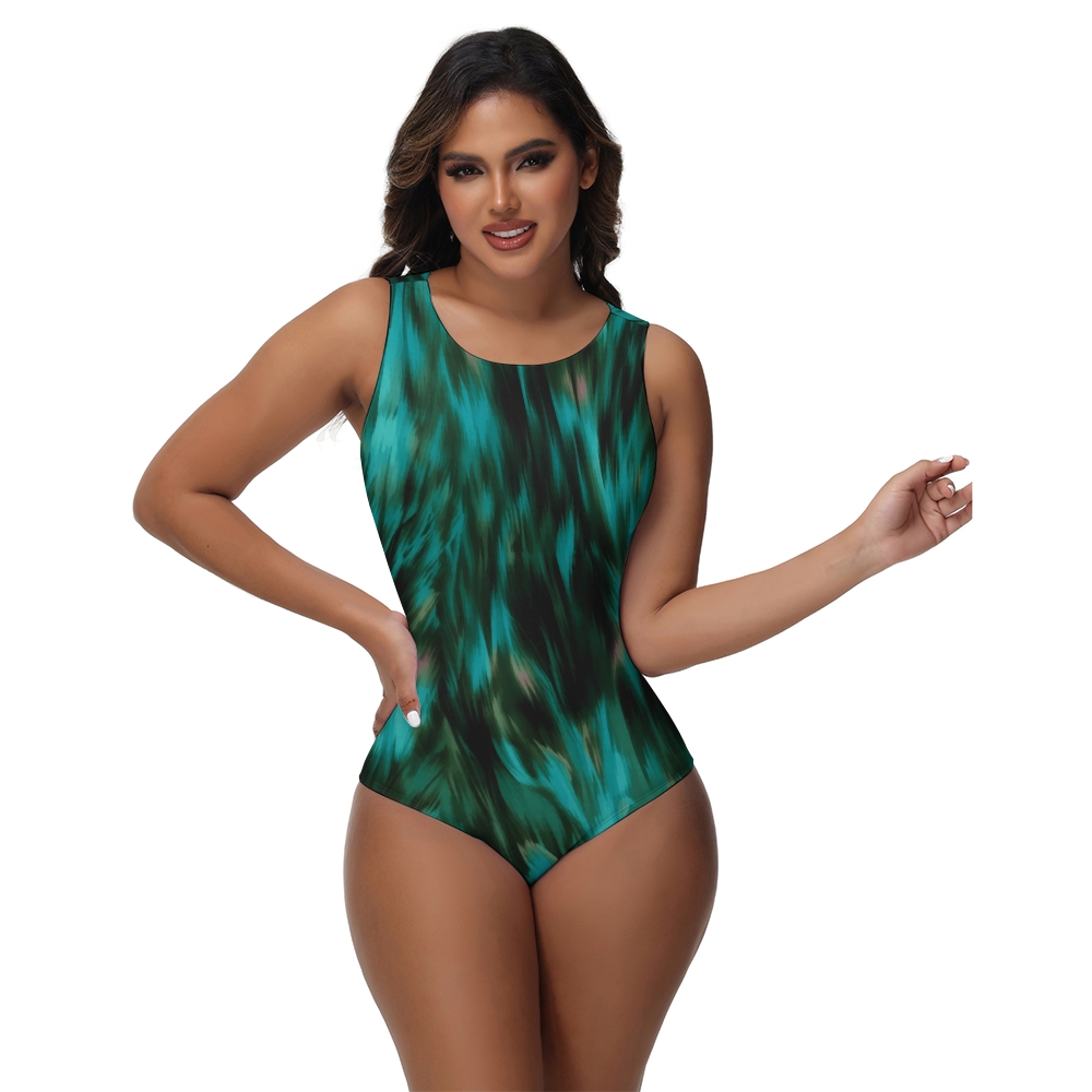 Green Printed One-Piece Swimsuit