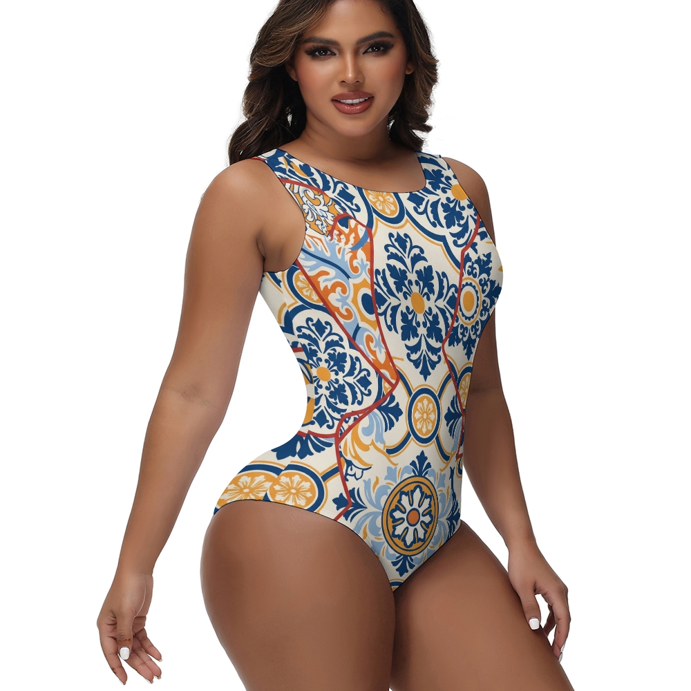 Vintage Printed One-Piece Swimsuit