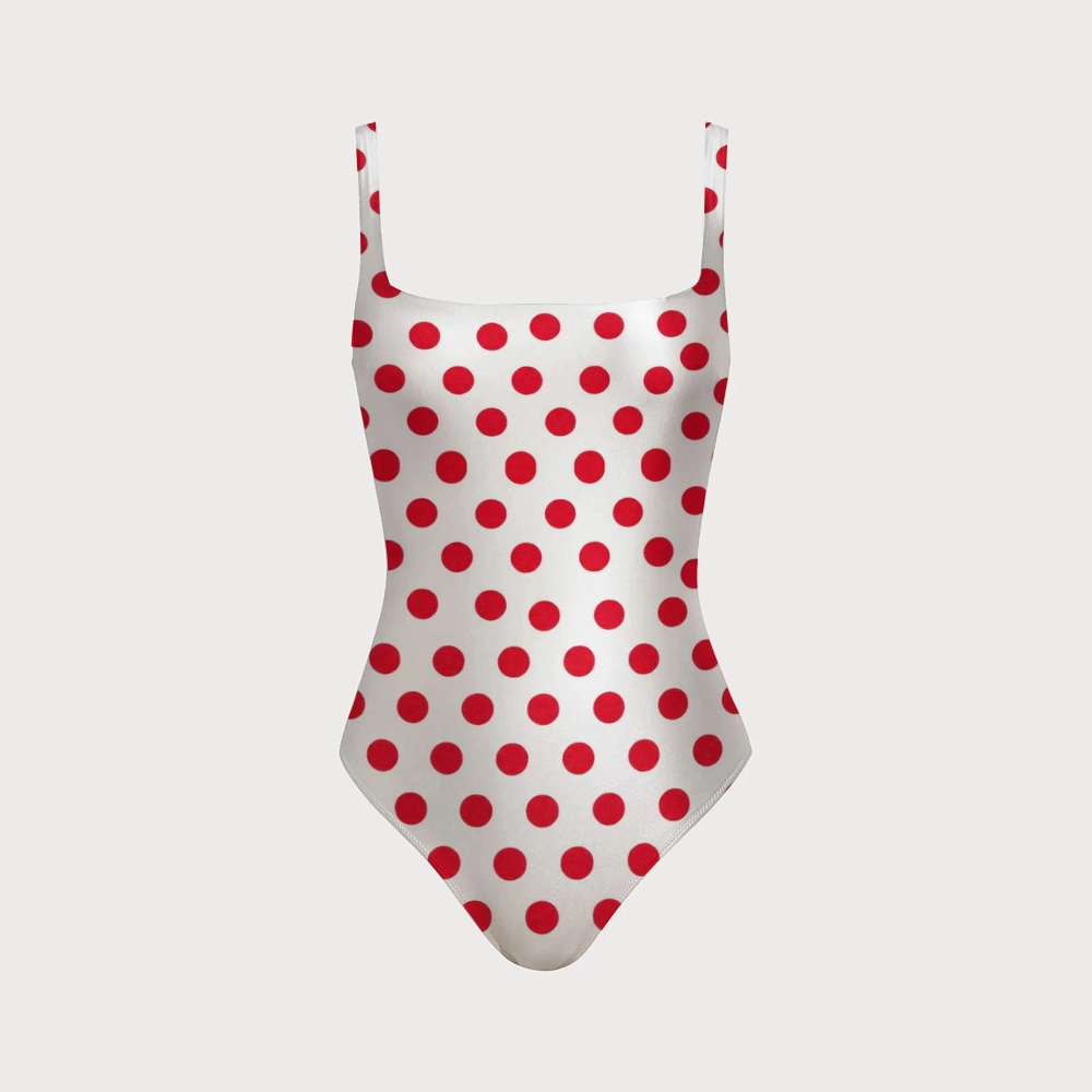 Women's Polka Dot Swimsuit With Back Mesh Knot
