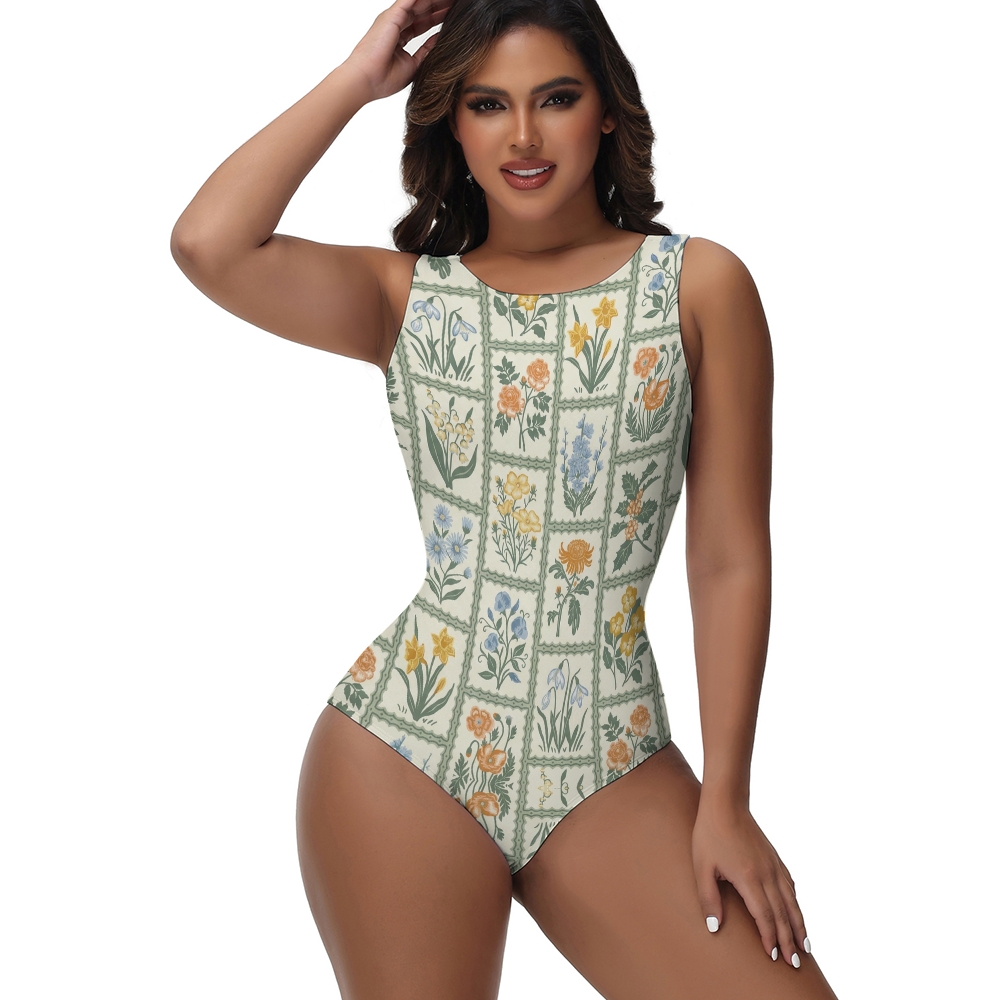 Vintage Botanical One-Piece Swimsuit