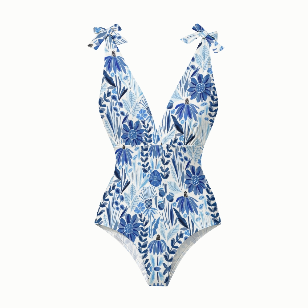 Women's Vintage Botanical One-Piece Swimsuit Set