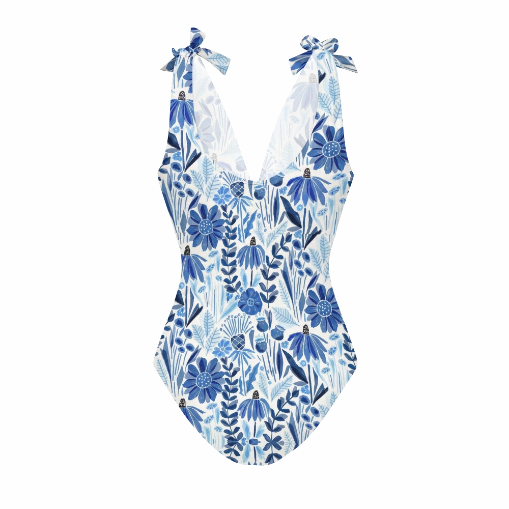 Women's Vintage Botanical One-Piece Swimsuit Set