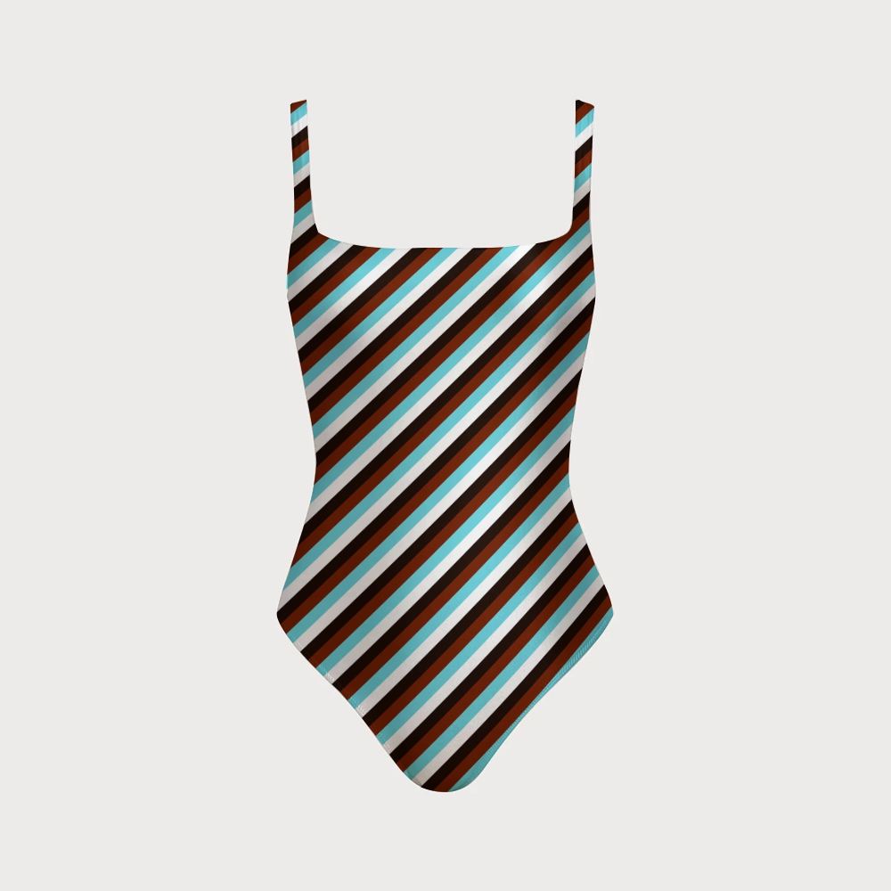 Women's Diagonal Stripe Print One-piece Swimsuit