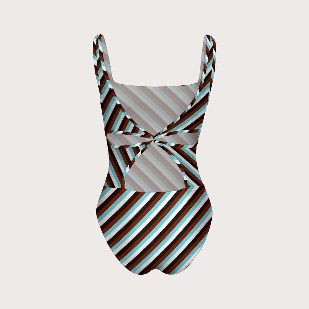 Women's Diagonal Stripe Print One-piece Swimsuit