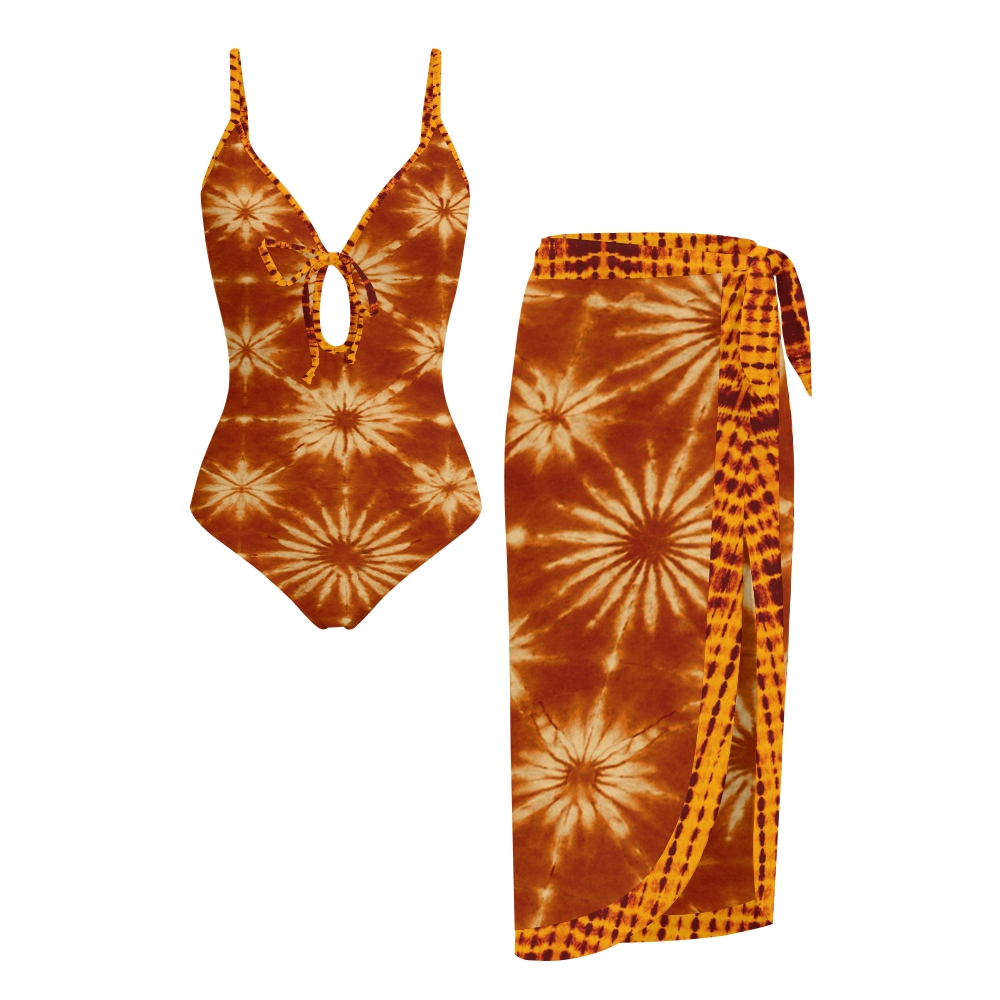 Women's Sunburst Tie-Dye One-Piece Swimsuit Set