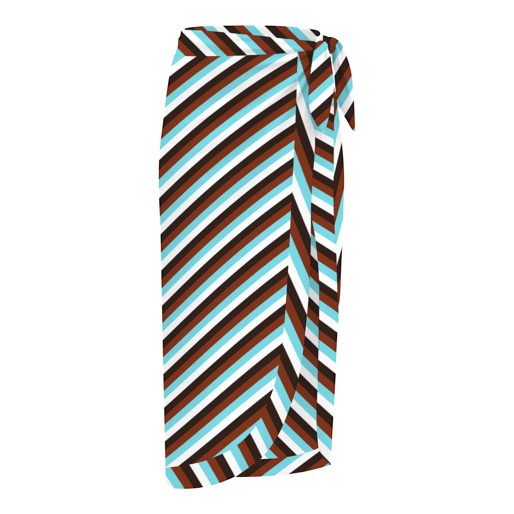 Women's Diagonal Stripe Print One-Piece Swimsuit Set