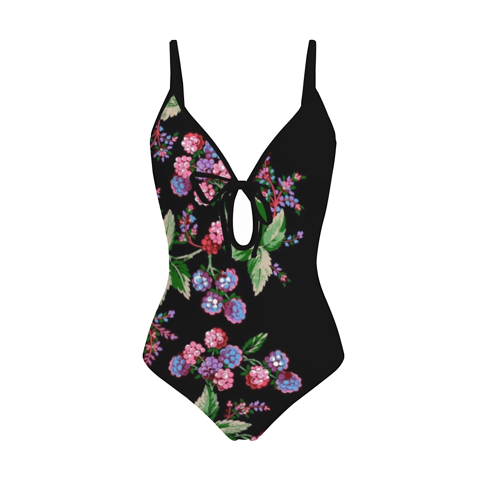 Women's Berry Floral Print One-Piece Swimsuit Set