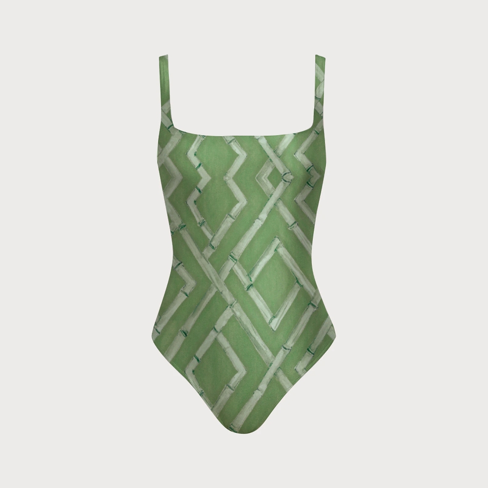 Bamboo Lattice One-piece With Back Mesh Knot