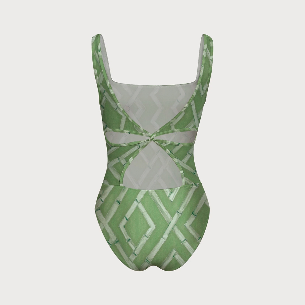 Bamboo Lattice One-piece With Back Mesh Knot