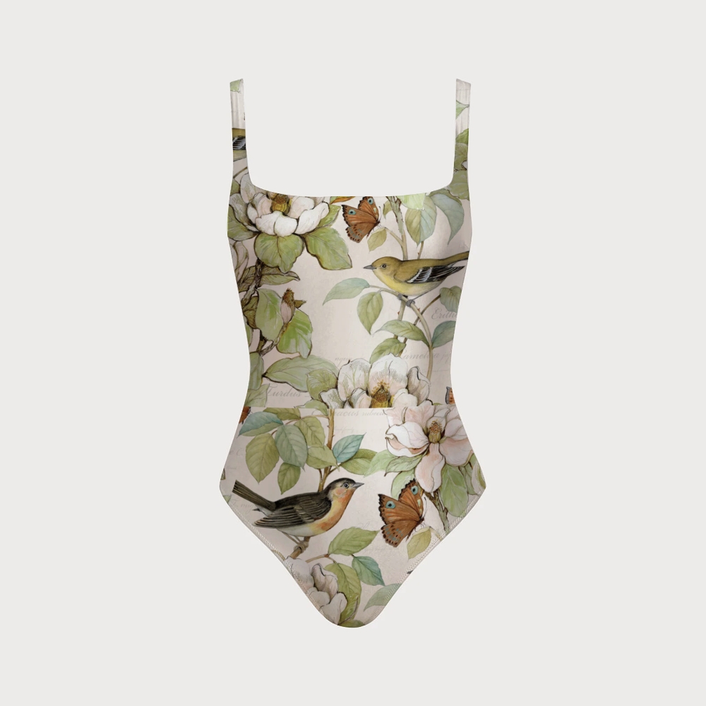 Garden Melody One-piece With Back Mesh Knot