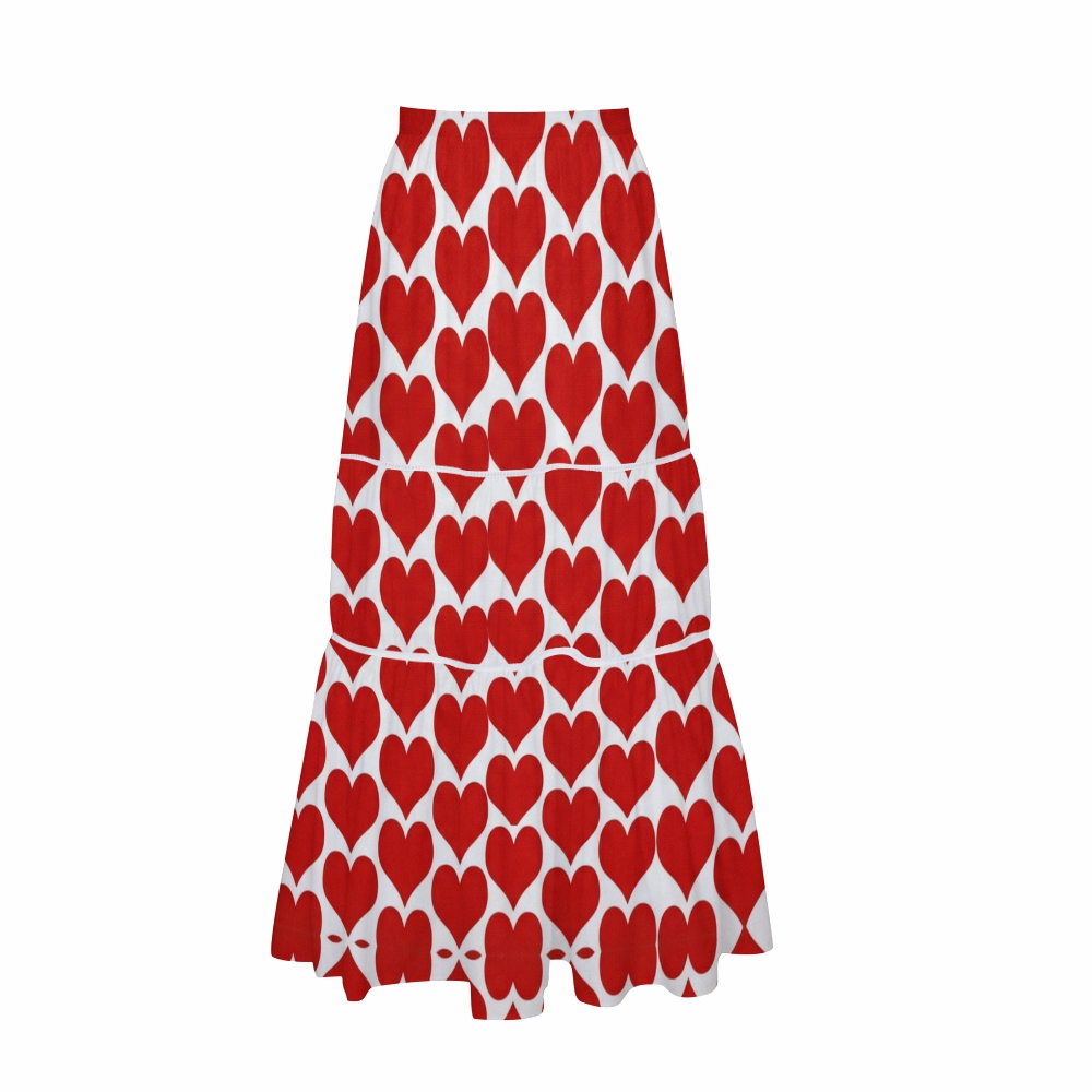 Red Heart Bowknot One Piece Swimsuit and Skirt