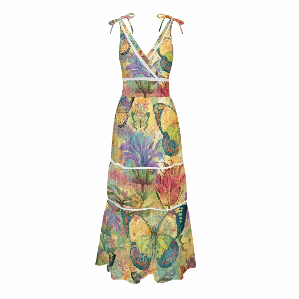 Vintage Butterfly Bowknot One Piece Swimsuit and Skirt