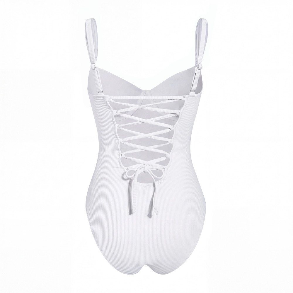 Cross Back Tummy Control One-Piece Swimsuit - White