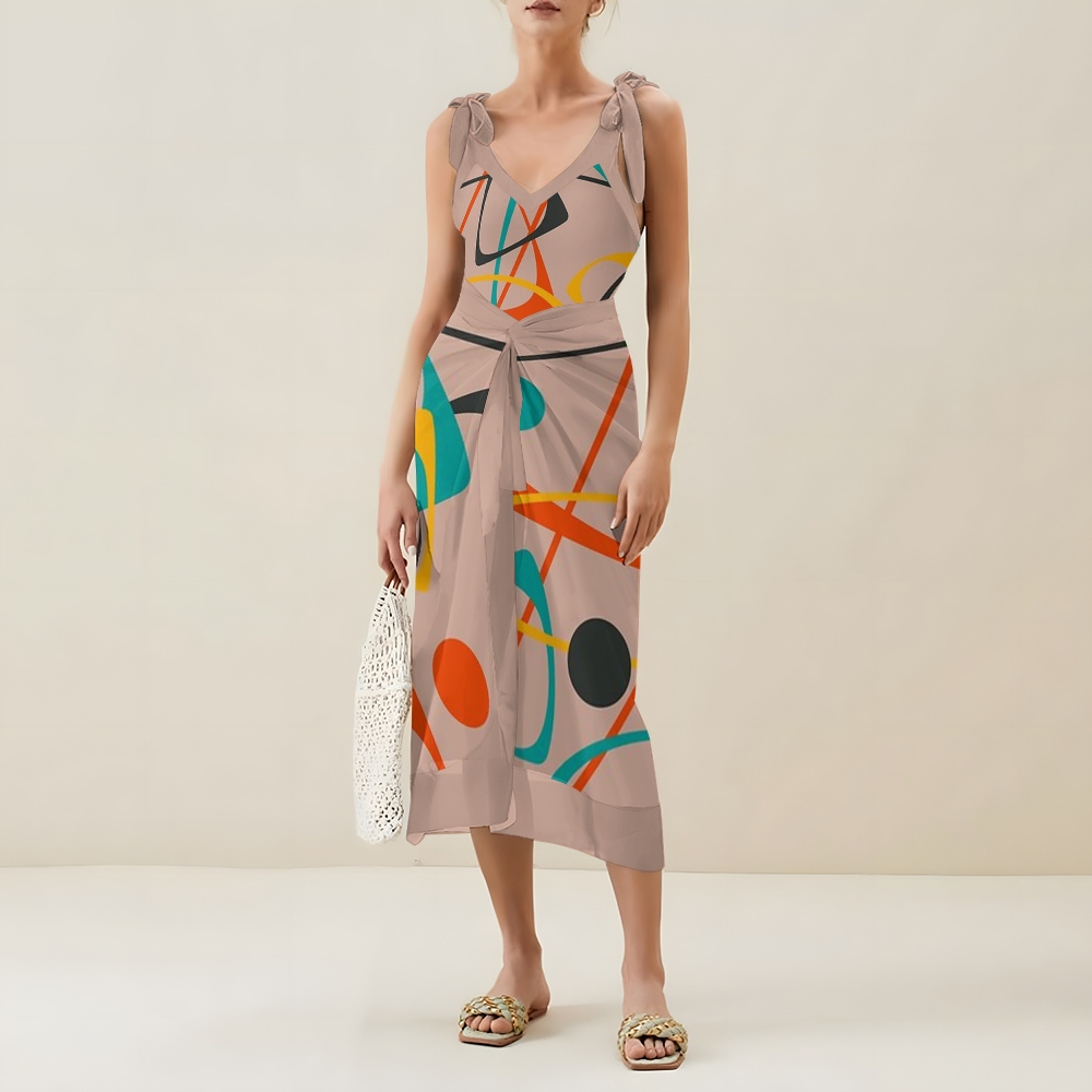 1950's Mid Century Abstract Design One Piece Swimsuits and Cover Ups