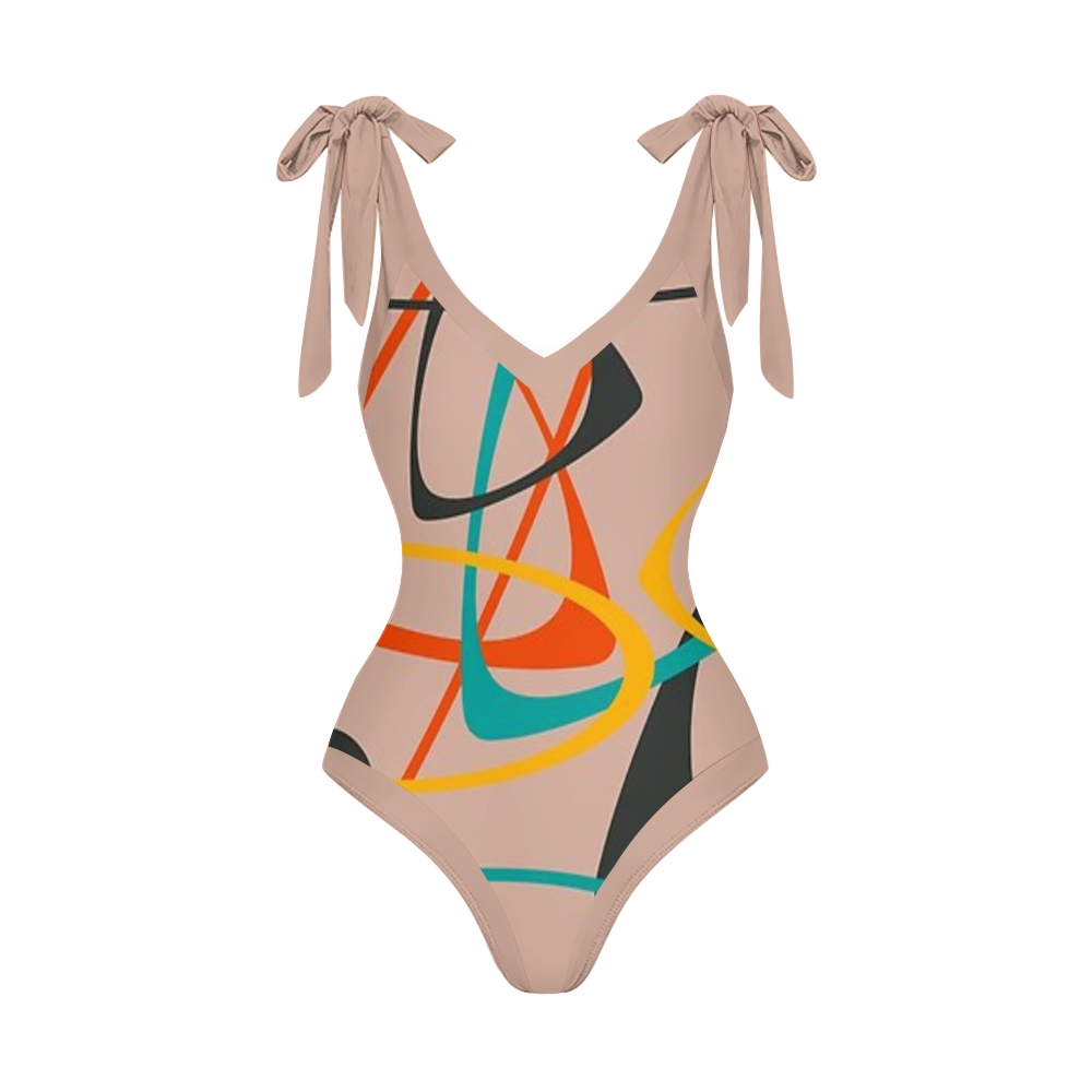 1950's Mid Century Abstract Design One Piece Swimsuits and Cover Ups
