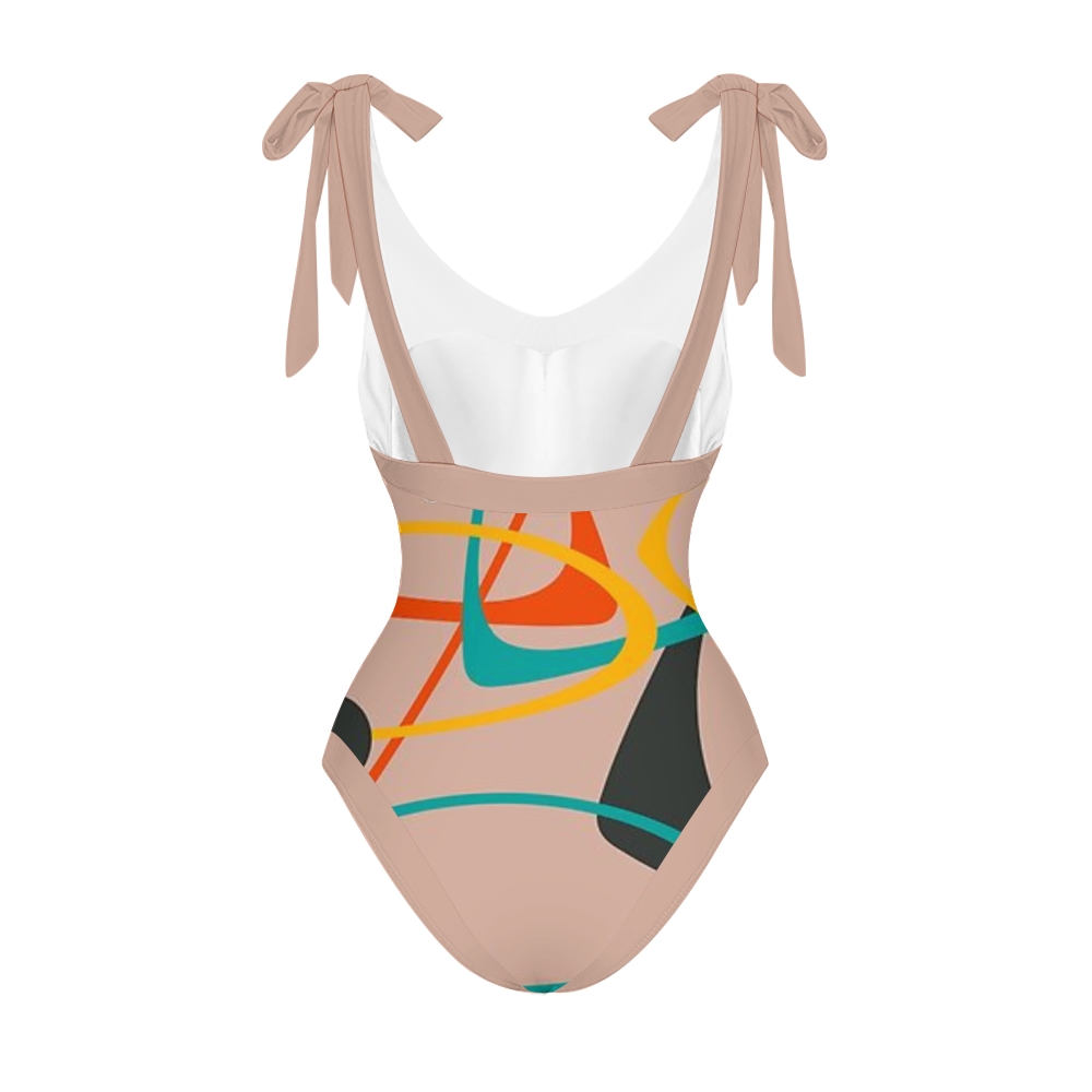 1950's Mid Century Abstract Design One Piece Swimsuits and Cover Ups