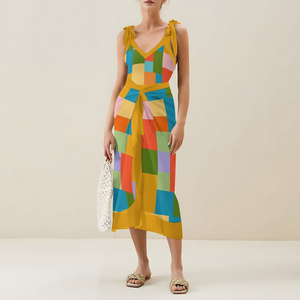 Retro Abstract Mid Century Pattern One Piece Swimsuits and Cover Ups