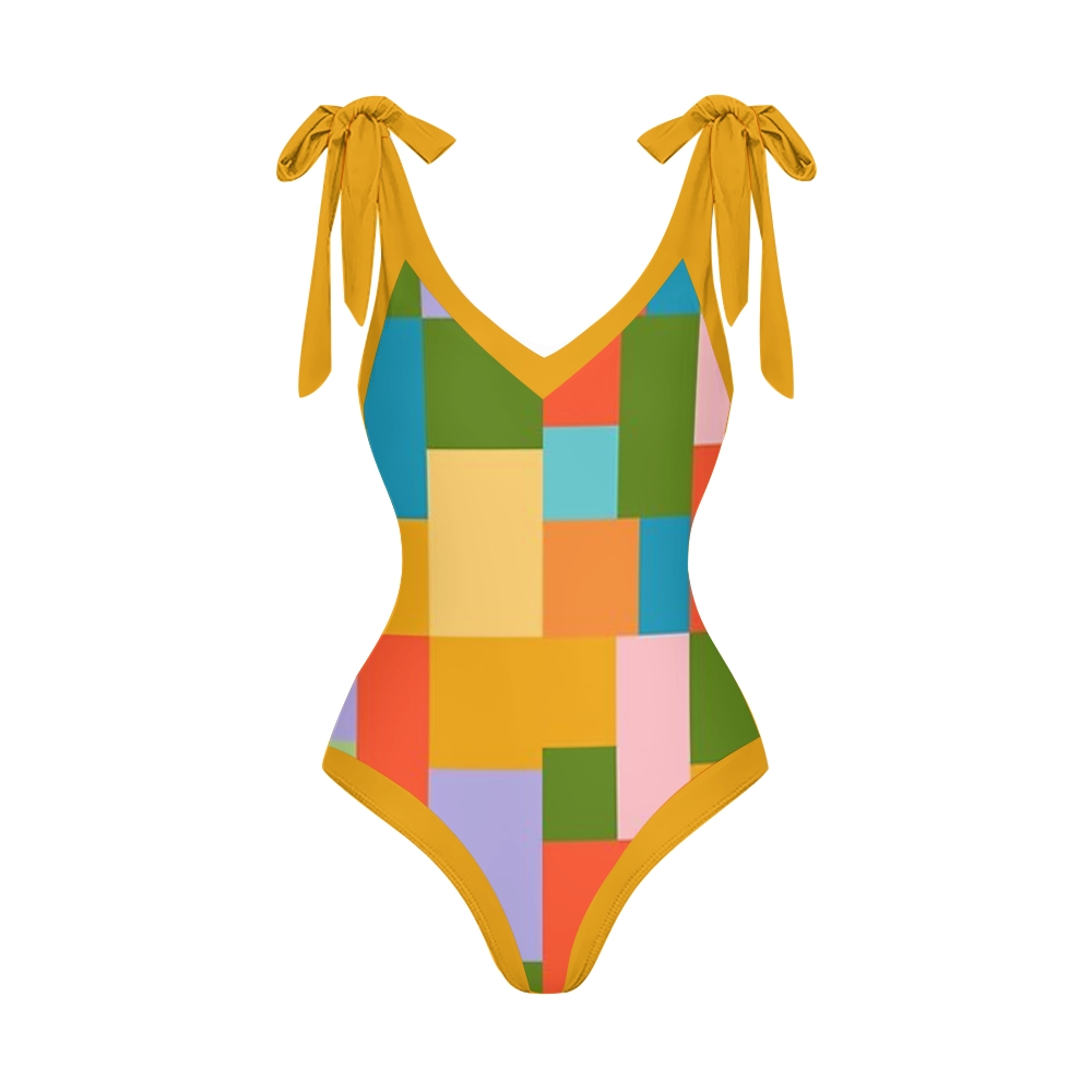 Retro Abstract Mid Century Pattern One Piece Swimsuits and Cover Ups