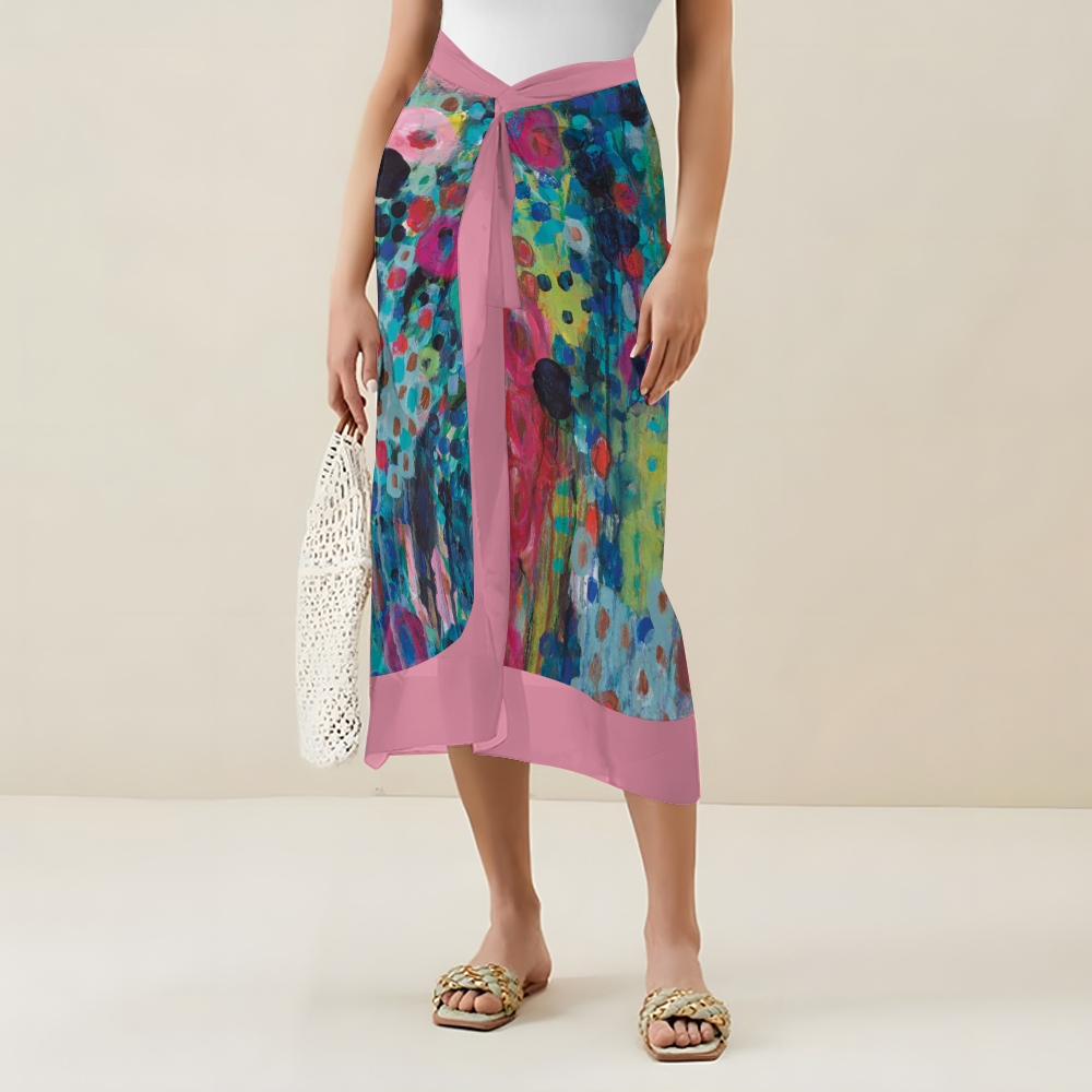 Women's Painted Strings Printed One Piece and Cover Ups