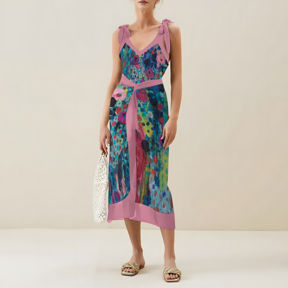 Women's Painted Strings Printed One Piece and Cover Ups