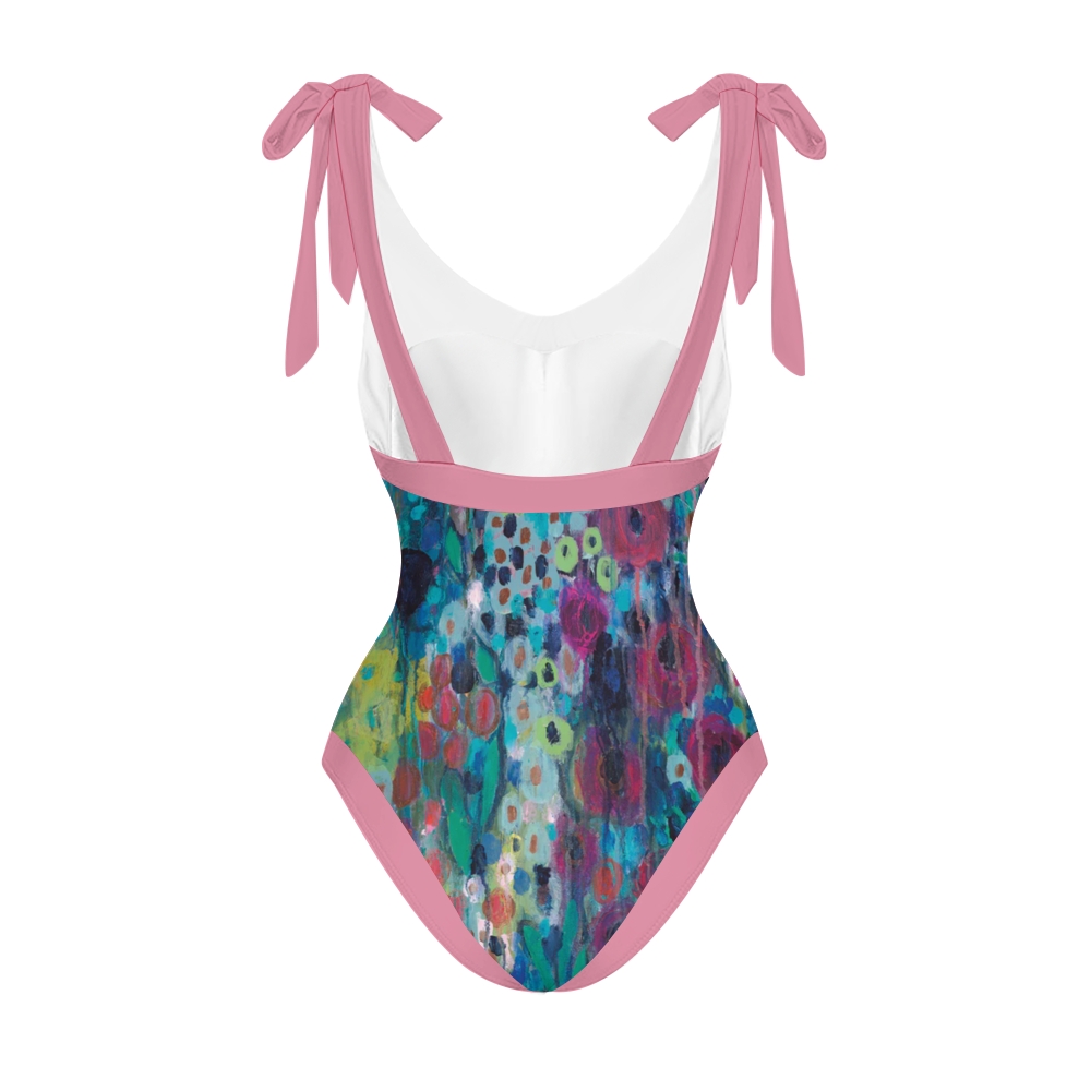 Women's Painted Strings Printed One Piece and Cover Ups